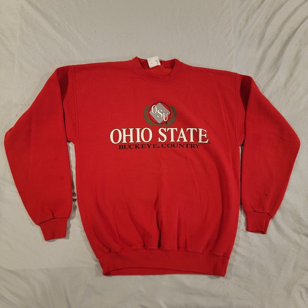 Ohio State Crewneck Sweatshirt Adult Large Red Vintage PM Sports‎ Buckeyes OSU - Picture 2 of 9
